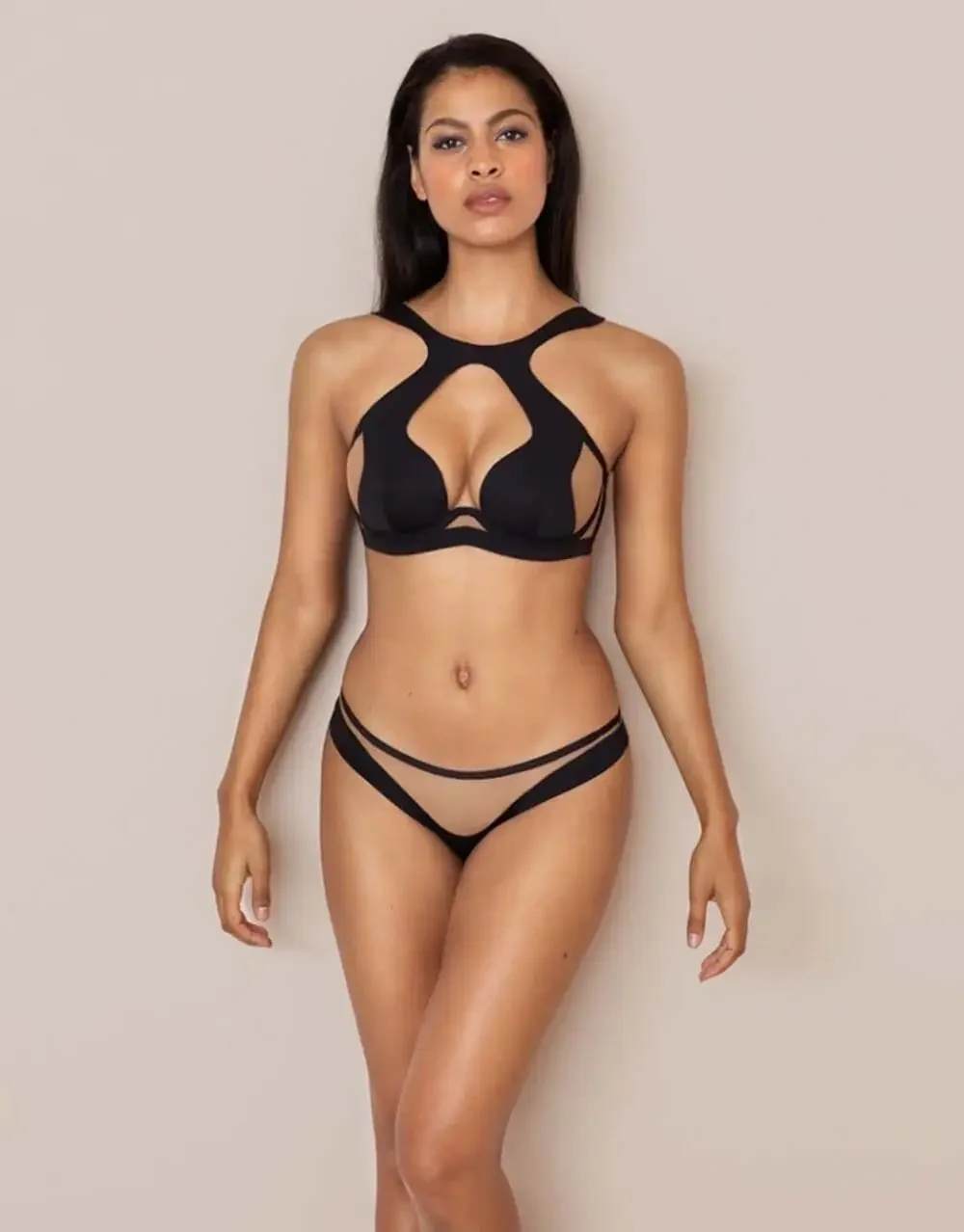 Agent Provocateur Soni Black Nude Brief AP4 Large NWT $165